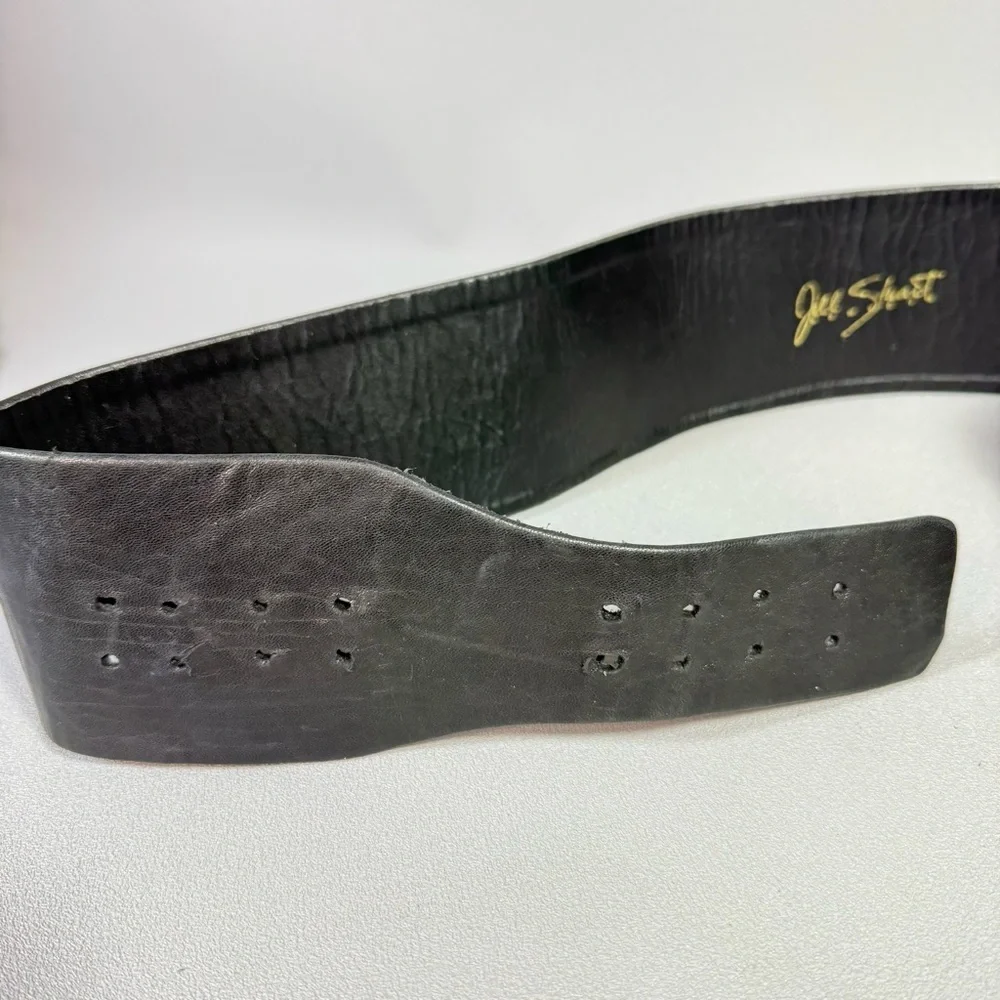 Jill Stuart Vintage Black Genuine Leather Bow Tie Wide Belt